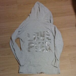 PINK VICTORIAS SECRET- Y2K Grey Long Hoody Size M